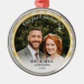 Ornement En Métal Notre premier Noël-M&Mme. Photo Yellow En vichy (Devant)