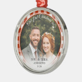 Ornement En Métal Notre premier Noël - Mr & Mrs Photo Red En vichy (Gauche)
