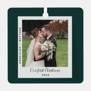 Ornement En Métal Notre première photo de mariage de Noël