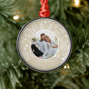 Ornement En Métal Notre première photo de Noël ivoire