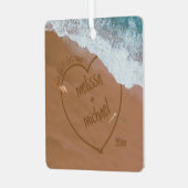 Ornement En Métal Notre première plage de noms de couple de Noël Dat (Avant gauche)