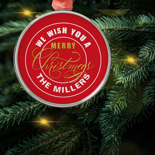 Ornement En Métal Nous vous souhaitons un joyeux Noël rouge