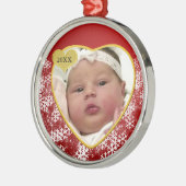Ornement En Métal Nouvel enfant Noël Coeur rouge Photo année de nais (Gauche)