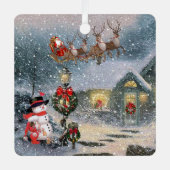 Ornement En Métal Nuit de Noël Neige hiver Père Noël Sleigh Nom Anné (Recto)