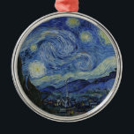 Ornement En Métal "Nuit étoilée" par Van Gogh<br><div class="desc">Ce design présente une reproduction en très haute résolution non altérée et non modifiée du célèbre tableau "Starry Night" de Van Gogh.</div>