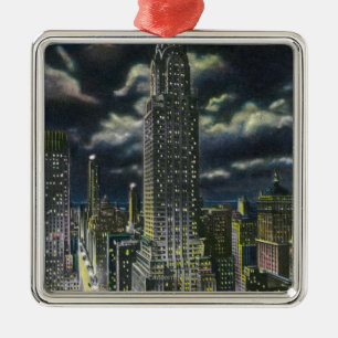Ornement En Métal NYC, nouveau bâtiment de YorkChrysler la nuit # 1