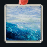 Ornement En Métal Ocean wave painting, sea foam<br><div class="desc">Scène de l'eau abstraite</div>