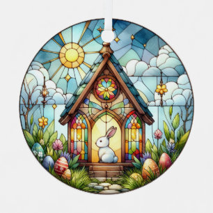 Ornement En Métal OEufs De L'Eglise Du Lapin De Pâques Fleurs De Ver