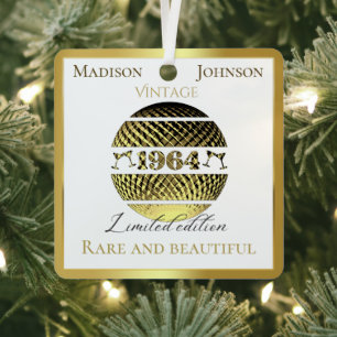 Ornement En Métal Or vintage de 1964 à 60e anniversaire