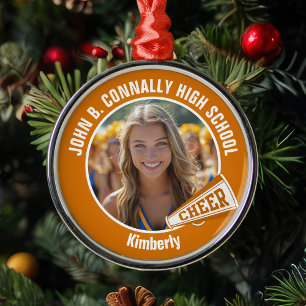 Ornement En Métal Orange Pom-pom girl Photo Lycée Noël
