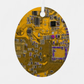 Ornement En Métal Ordinateur Geek Circuit Board Light Orange (Recto)