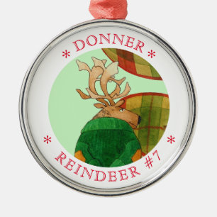 Ornement En Métal ORDINATEUR Ronde Premium DONNER REINDEER