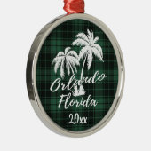 Ornement En Métal Orlando Florida Palm Tree Green Plaid (Droite)