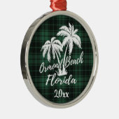 Ornement En Métal Ormond Beach Floride Palmier Vert Plaid (Droite)