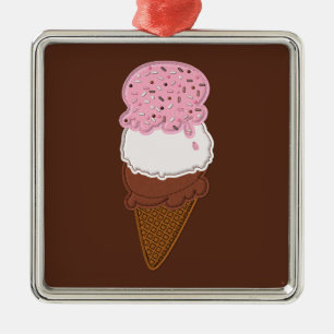 Ornement En Métal ORNAMENT À Glace-Crème-Cônes-2 Sq
