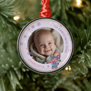 Ornement En Métal Ornement Métal de Photo de Noël pour Bébé d'Abby C