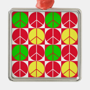 Ornement En Métal Ornement, Paix Rasta, Rouge Jaune Vert