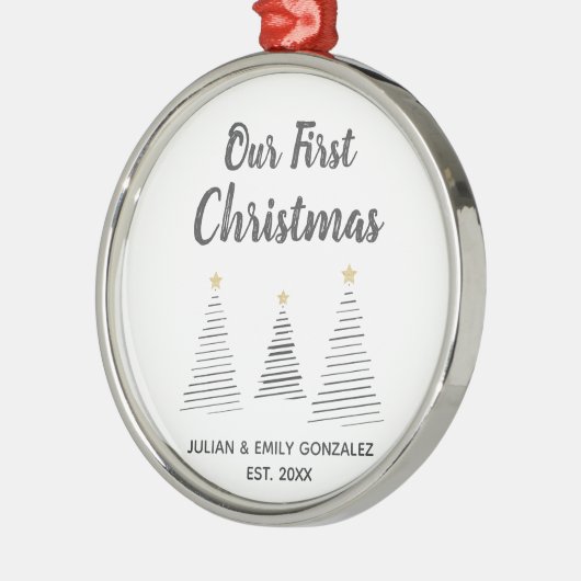 Ornement En Métal Our First Christmas Black and White Elegant Trees (Gauche)