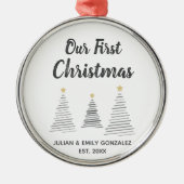 Ornement En Métal Our First Christmas Black and White Elegant Trees (Devant)