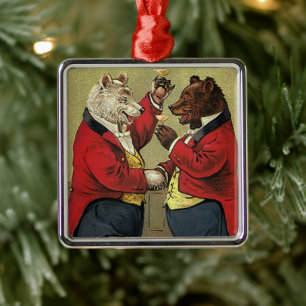 Ornement En Métal Ours dansants joyeux et gais de l'ère victorienne
