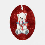 Ornement En Métal Ours polaire avec Peppermenthe rouge blanc écaille (Avant gauche)