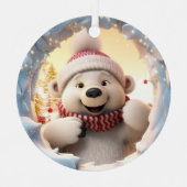 Ornement En Métal Ours polaire de Noël en 3D (Recto)