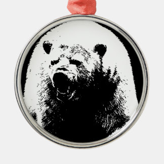 Ornement En Métal Ours polaire noir et blanc Pop Art