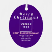 Ornement en métal ovale violet de Noël d'affaires (Recto)