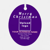 Ornement en métal ovale violet de Noël d'affaires (Verso)