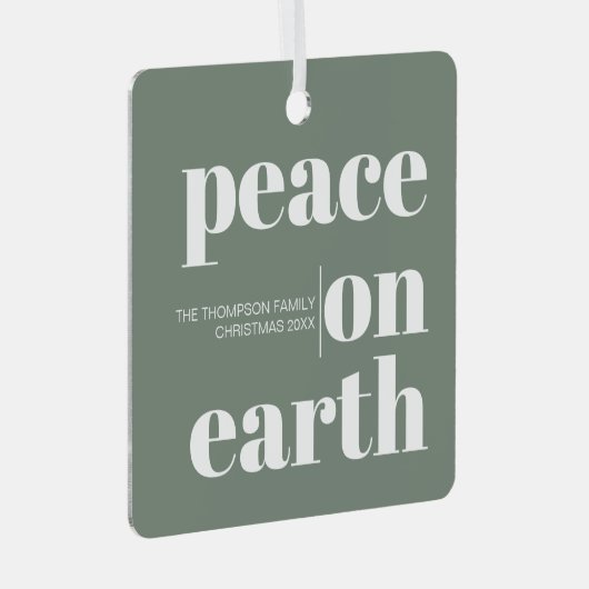 Ornement En Métal Paix personnalisée sur Terre Noël Photo moderne (Avant droite)