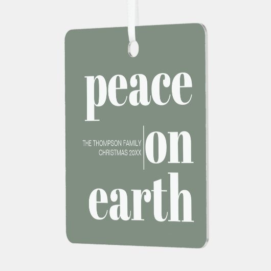 Ornement En Métal Paix personnalisée sur Terre Noël Photo moderne (Avant gauche)