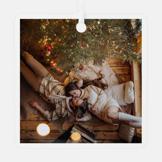 Ornement En Métal Paix personnalisée sur Terre Noël Photo moderne (Verso)