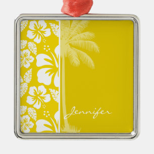 Ornement En Métal Palme tropicale hawaïenne jaune doré