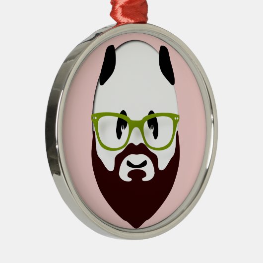 Ornement En Métal Panda Bear avec une barbe (Droite)