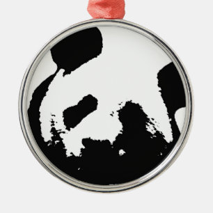 Ornement En Métal Panda d'art noir blanc