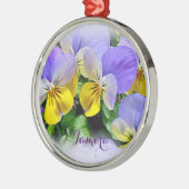 Ornement En Métal Pansies - pourpre et jaune (Gauche)