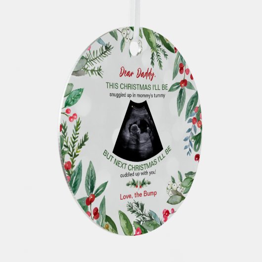 Ornement En Métal Papa Bump Faire-part de grossesse de Noël (Avant droite)