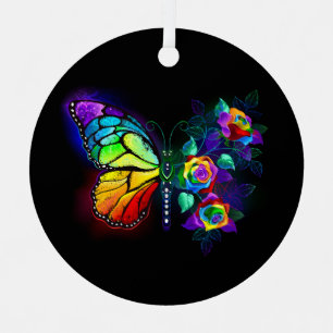 Ornement En Métal Papillon arc-en-ciel