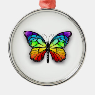 Ornement En Métal Papillon arc-en-ciel monarque