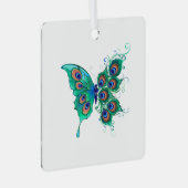 Ornement En Métal Papillon aux plumes de paon vert (Avant droite)