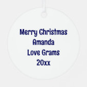 Ornement En Métal Papillon bleu et fleurs Noël personnalisé (Verso)