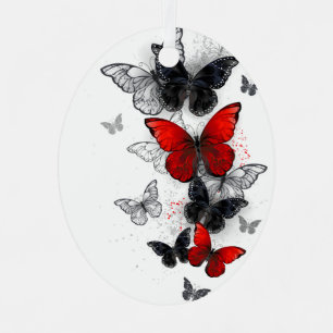 Ornement En Métal Papillons noirs et rouges volants