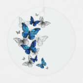 Ornement En Métal Papillons volants bleus Morpho (Recto)