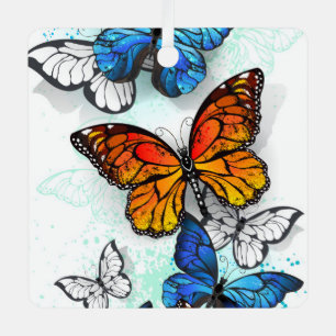 Ornement En Métal Papillons volants Morpho et Monarch