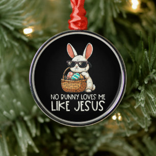 Ornement En Métal Pâques aucun lapin ne m'aime comme Jésus chrétien