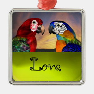 Ornement En Métal PARROTS HYPER / ARA BLEUE ET ROUGE Topaz Love