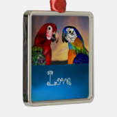 Ornement En Métal PARROTS HYPER / BLEUE ET ROUGE ARA Sapphire Aimer (Droite)