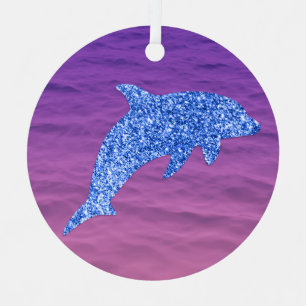 Ornement En Métal Parties scintillant Bleue Dauphin En Mer Rose Et V
