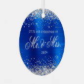 Ornement En Métal Parties scintillant d'argent Royal Blue Foil Notre (Avant droite)