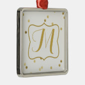 Ornement En Métal Parties scintillant d'or Confetti Dot Polka Monogr (Droite)
